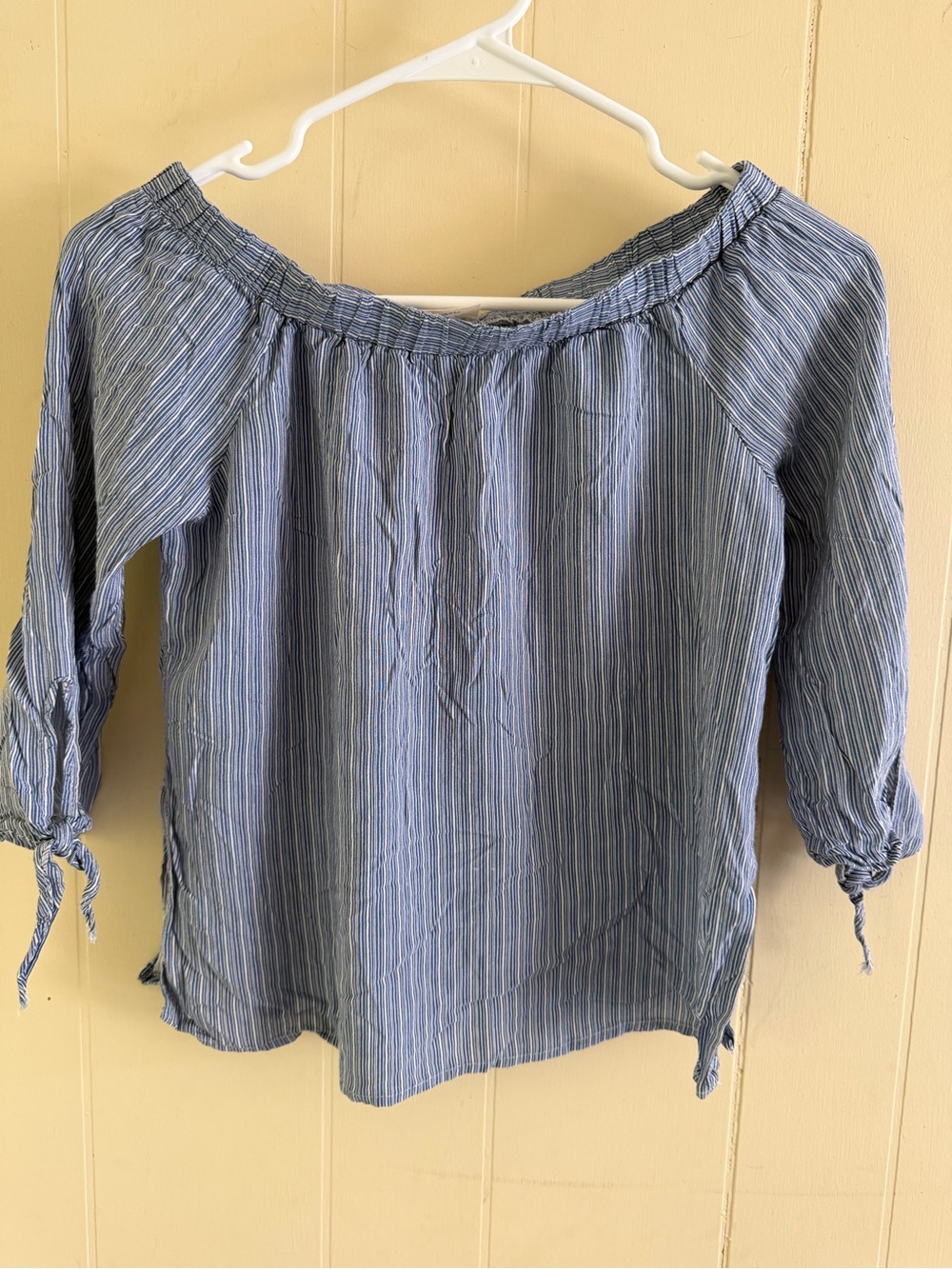 Must Have Striped Blue Off-Shoulder Top